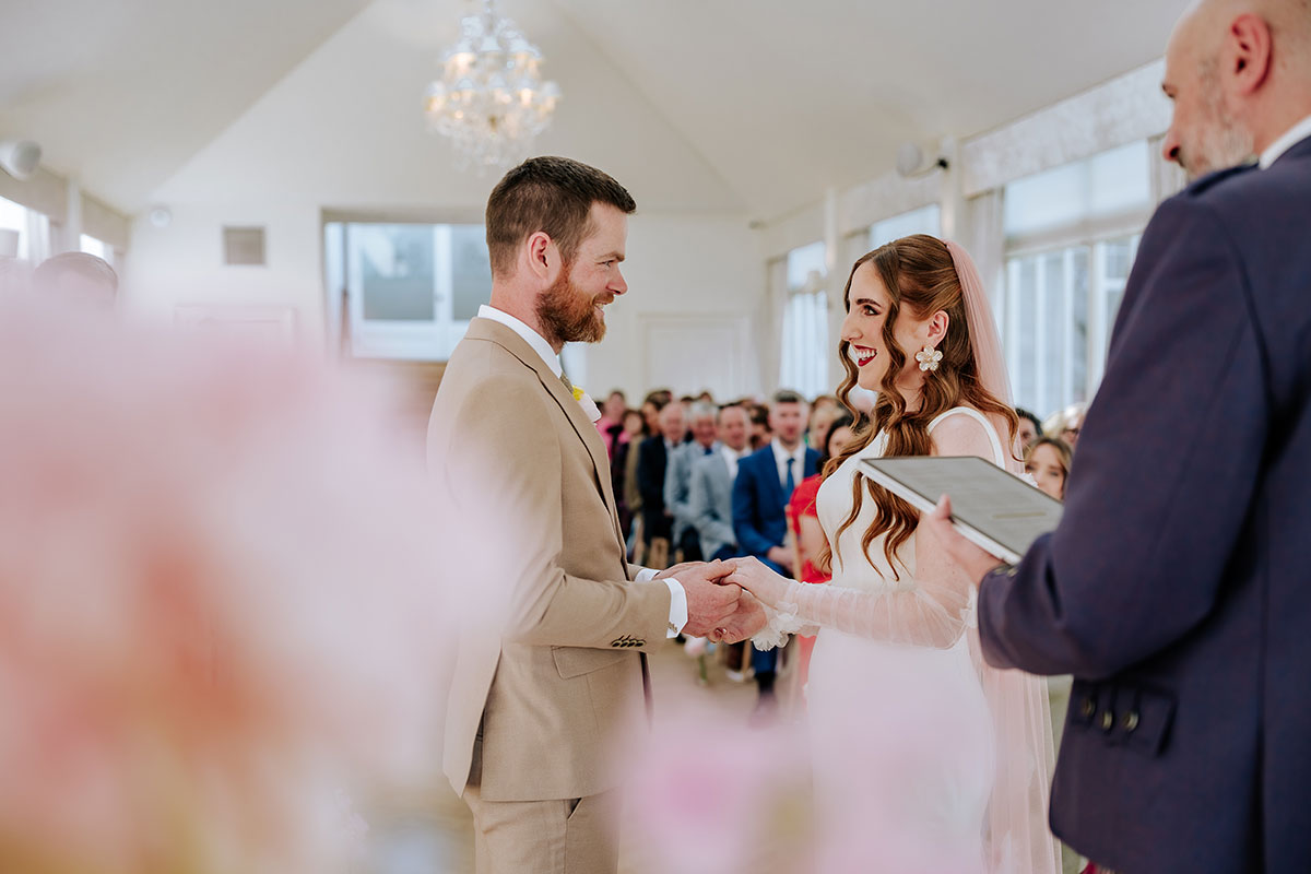 a wedding ceremony at Carlowrie Castle