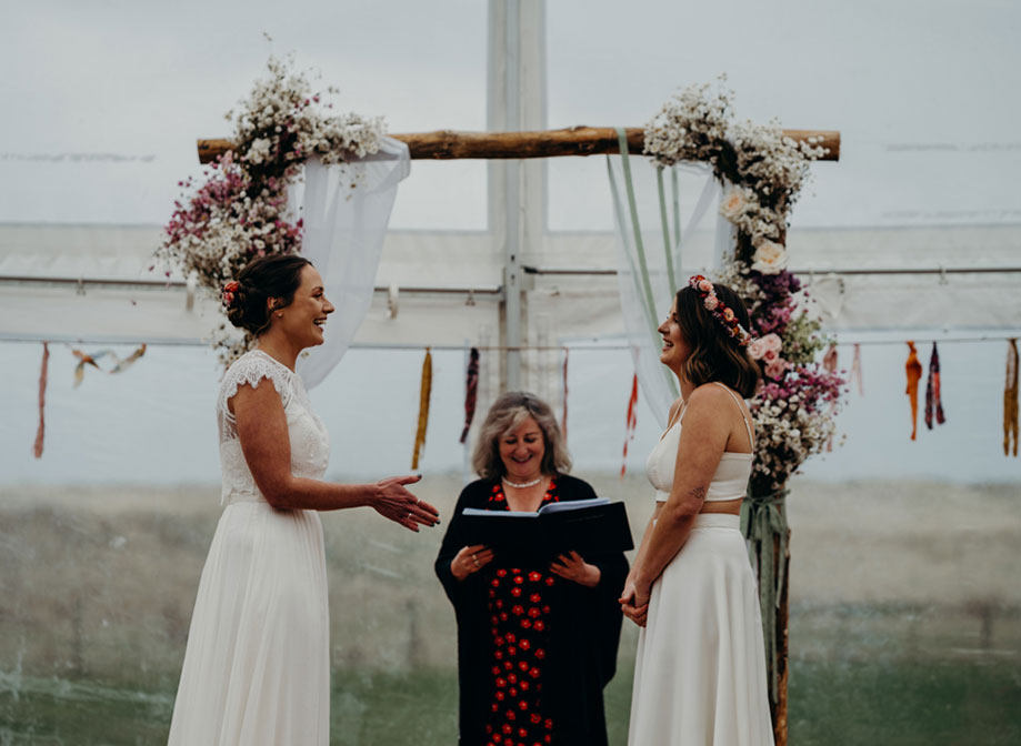 Moon Rode Brides Colourful East Lothian beach DIY marquee wedding at Harvest Moon Holidays