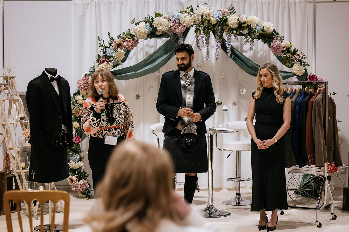 editor of tie the knot scotland at Let's Talk Tying the Knot stage at the Scottish Wedding Show 2025