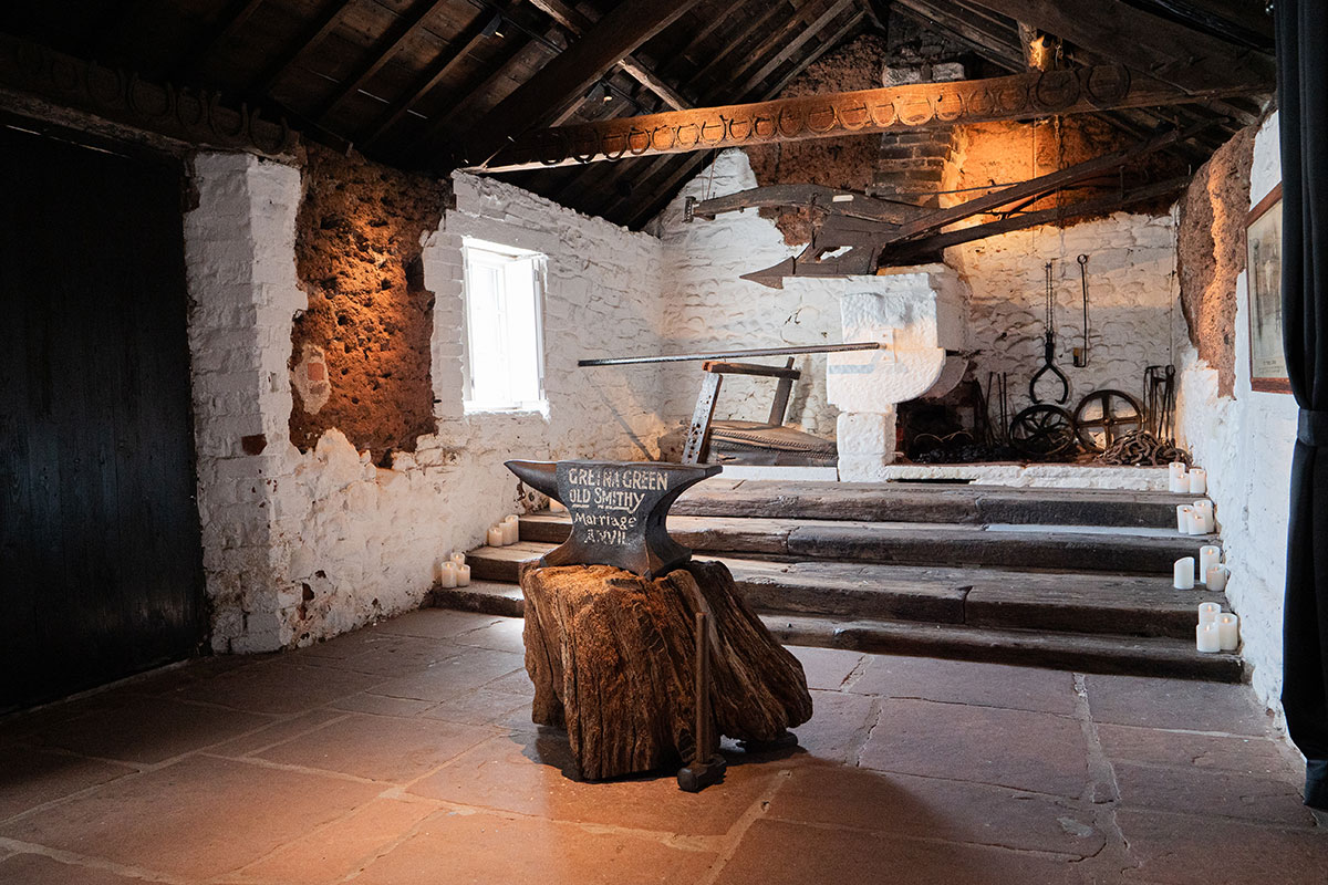 Original Marriage Room at the Famous Blacksmiths Shop in Gretna Green, home of Scotland's famous anvil weddings.