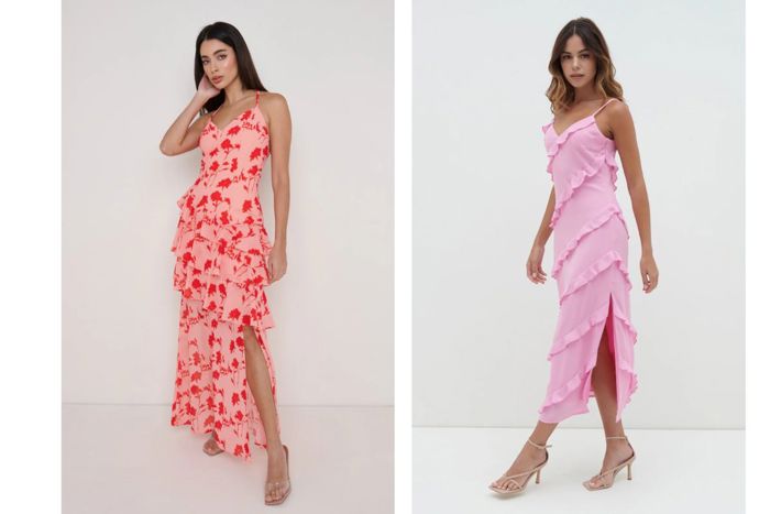 peach and pink orange bridesmaid dresses to rent from hirestreet