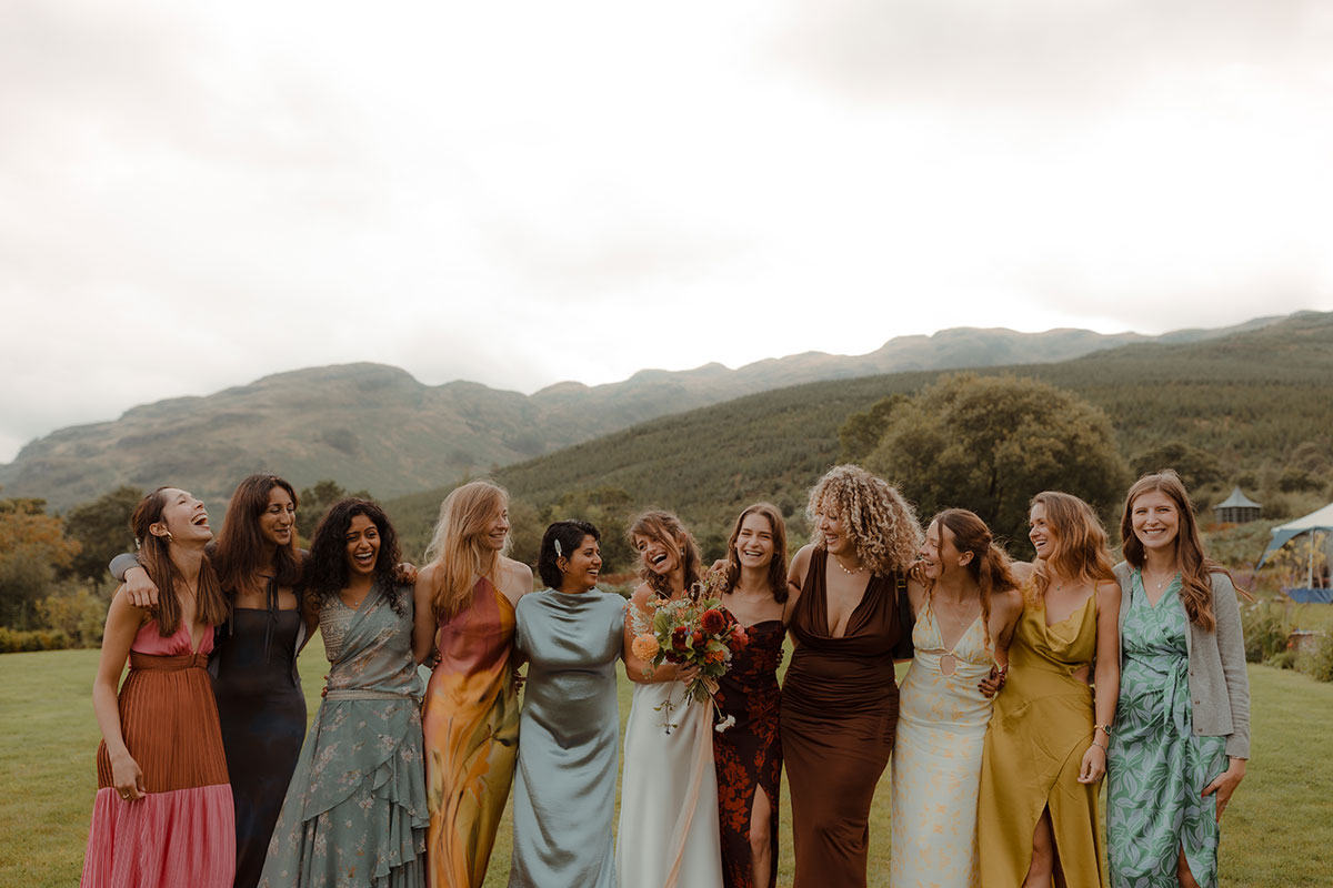 a wedding group portrait lineup at Carrick Castle Estate wedding