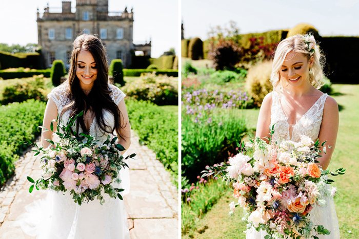 Individual image of the brides and their bouquets