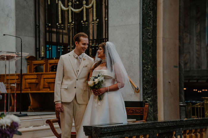 Couple during wedding ceremony in St Aloysius Church