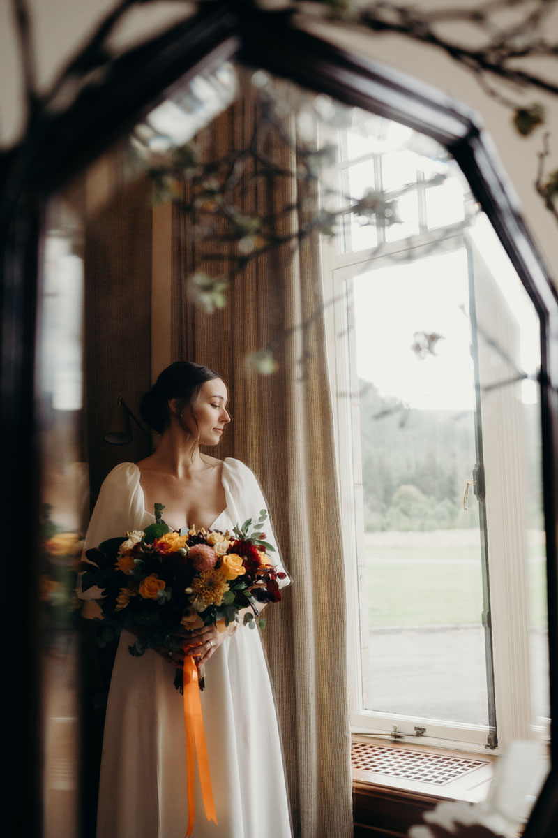 Mar Lodge Estate wedding Bride In Mirror