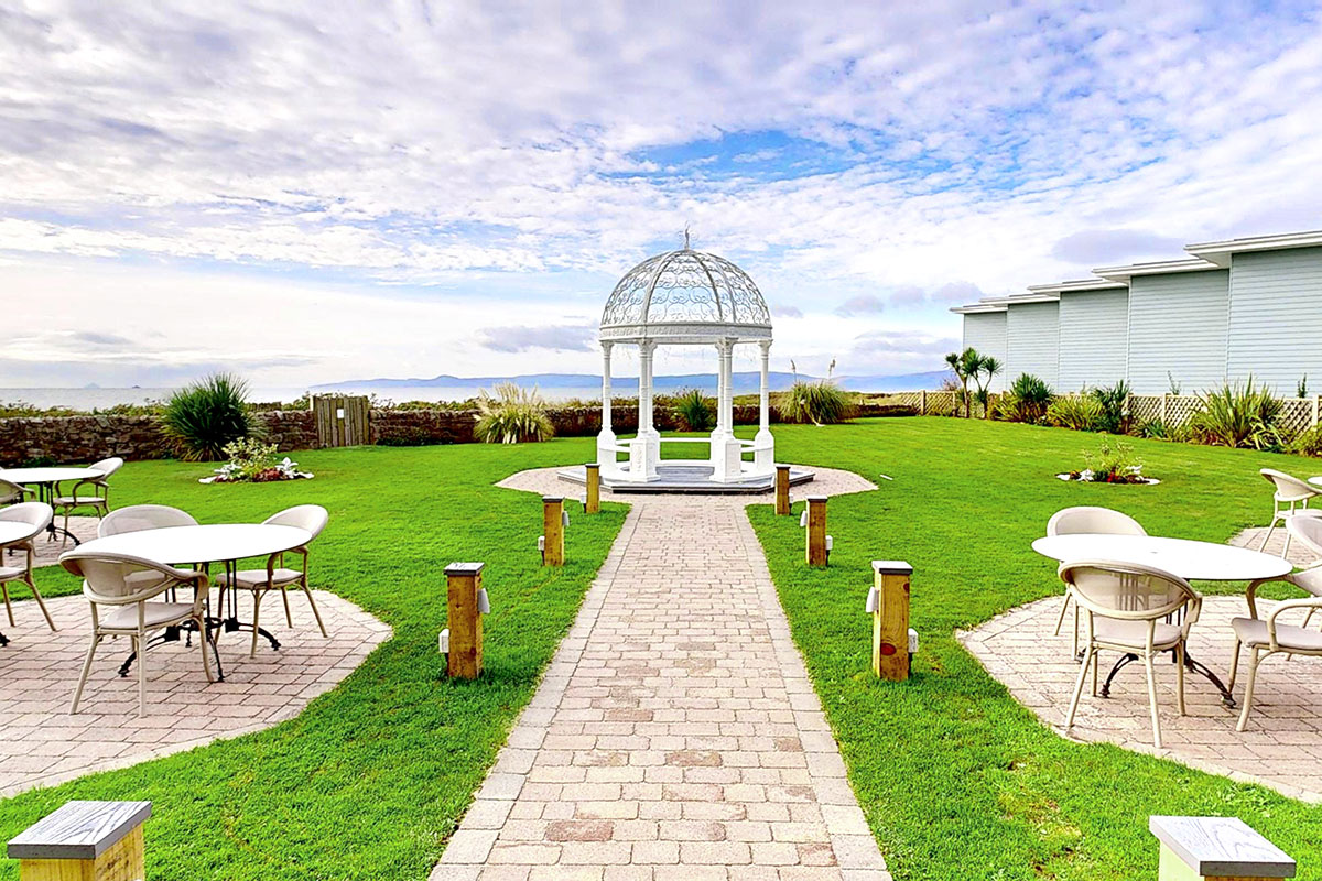 Seafront wedding bandstand and gardens at The Waterside Hotel, Ayrshire outdoor ceremony space
