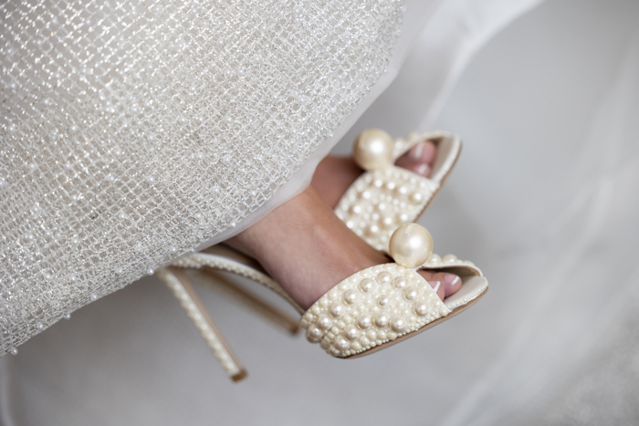 pearl embellished high heel peep toe shoes