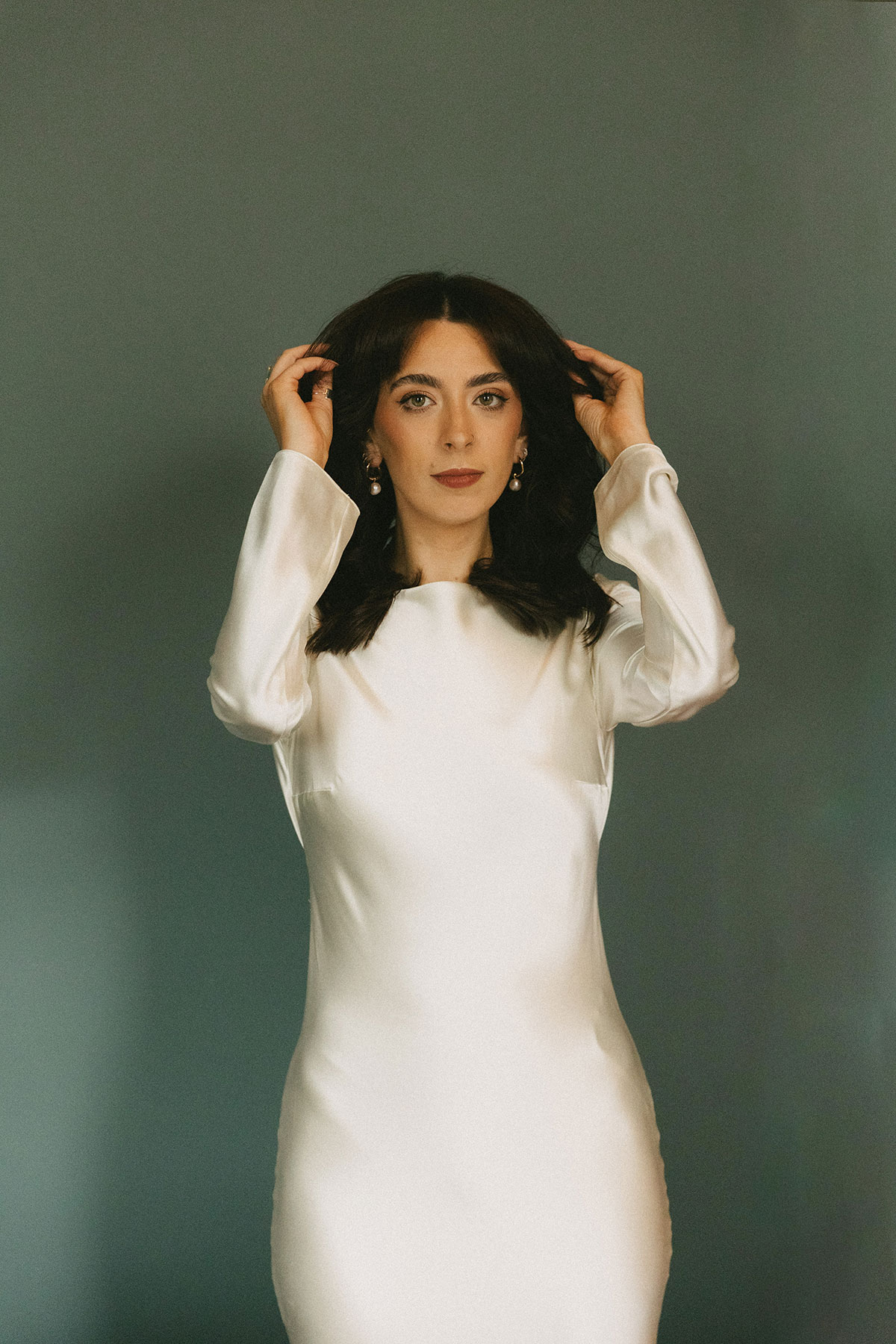 Bride getting ready at The Hoxton Edinburgh ahead of her city wedding ceremony