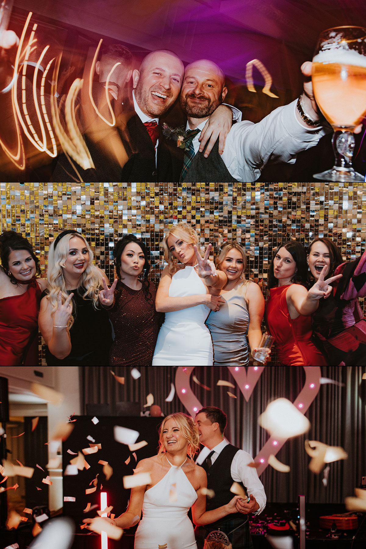 guests pose for fun photographs during wedding at Ardoe House
