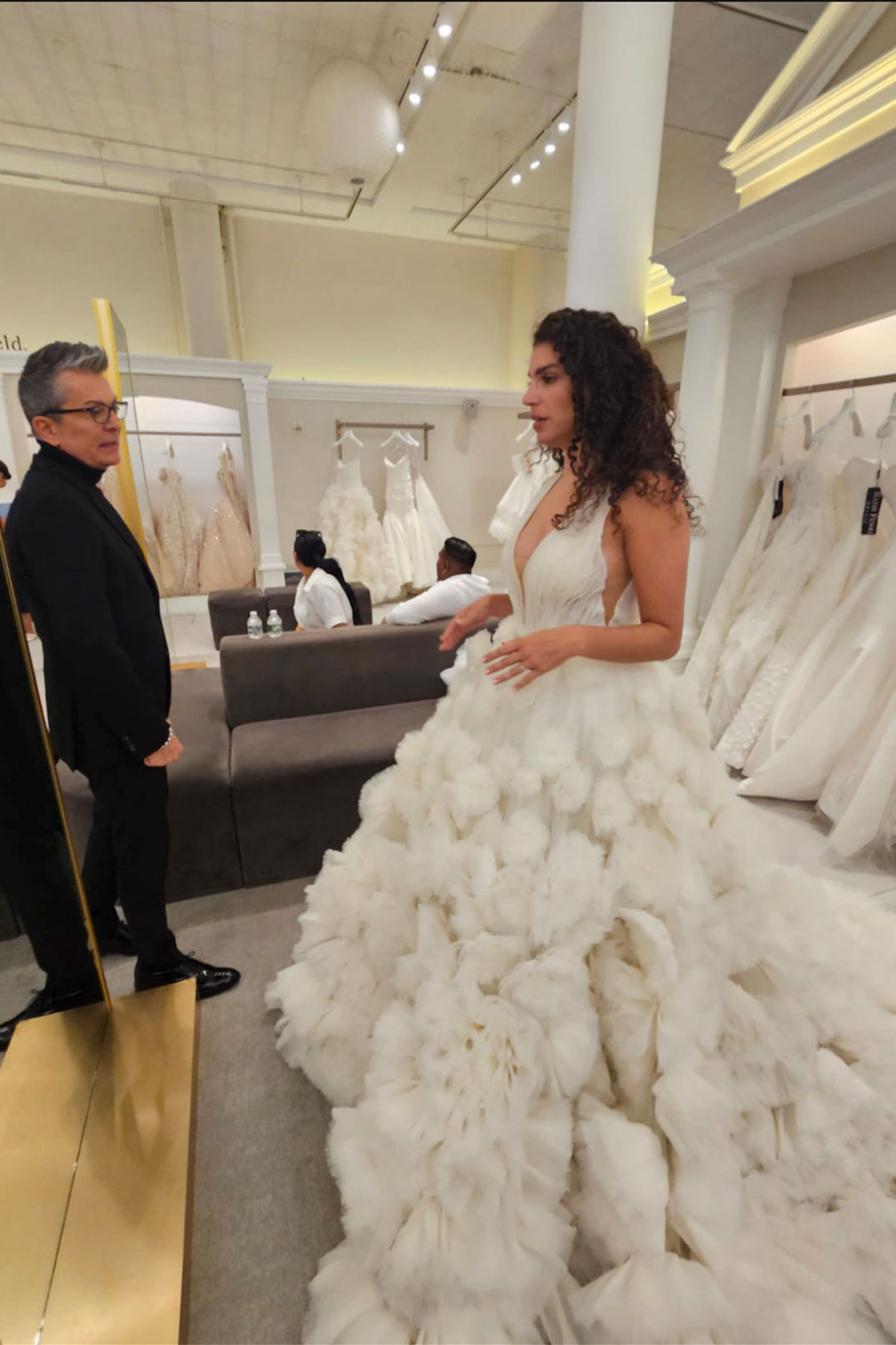 Sophie pictured next to randy fenoli at kleinfeld in new york while wedding dress shopping