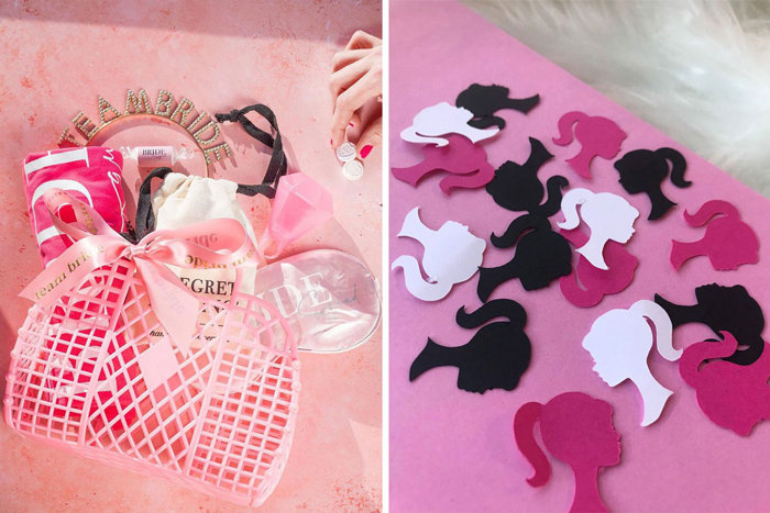 Image showing Team Bride bags and image showing Barbie confetti