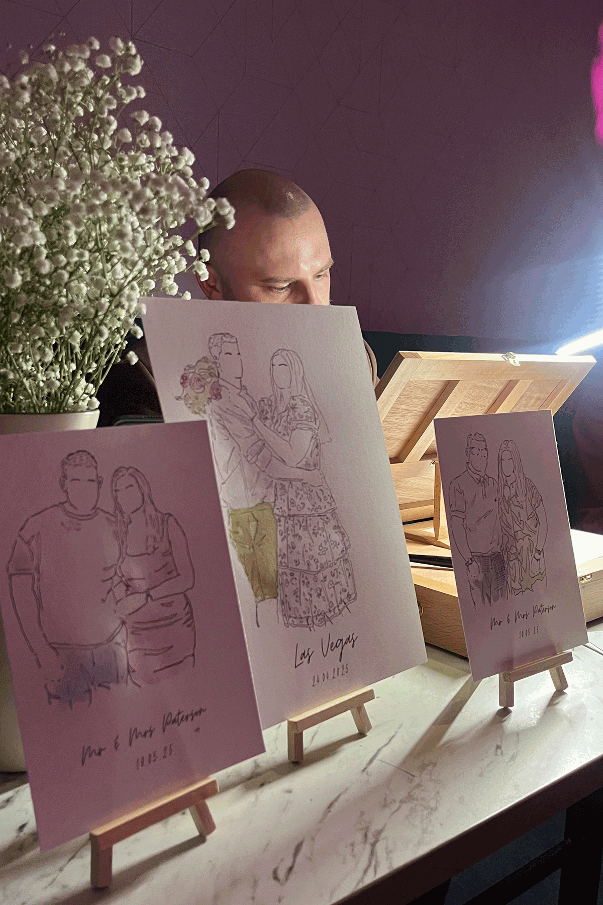 Andrew working on a live drawing
