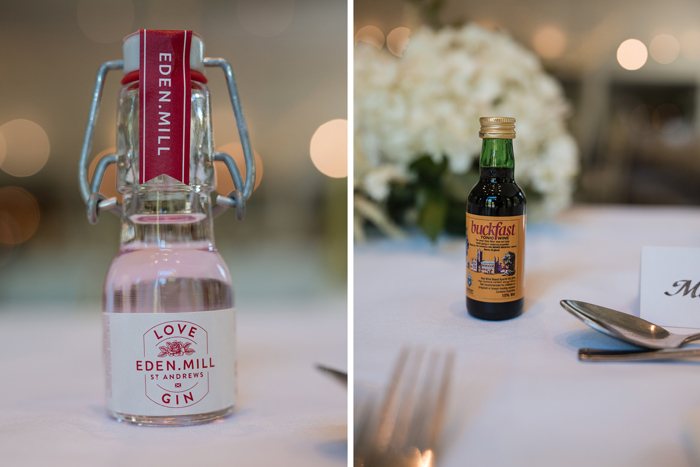 Eden Mill Gin and Buckfast table favours