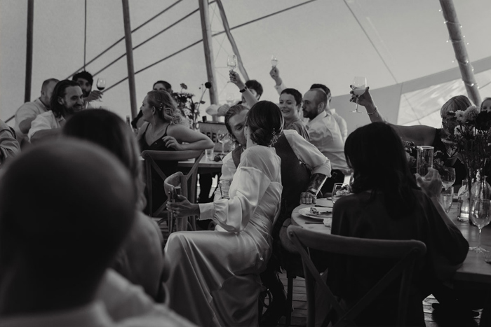 A Toast The Married Couple In Black And White