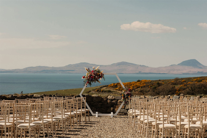 Ceremony set up outside with beautiful vistas