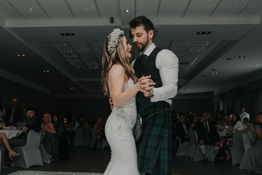 Bride and groom during their first dance