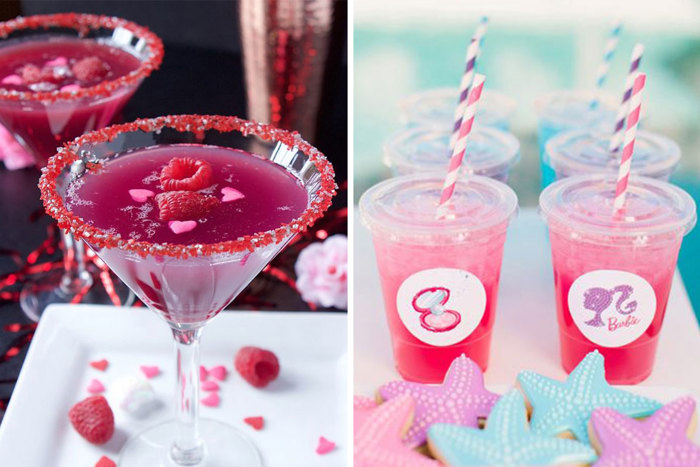 Pink, Barbie themed cocktails and drinks