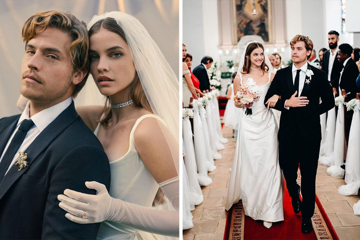 Dylan Sprouse and Barbara Palvin on their wedding day