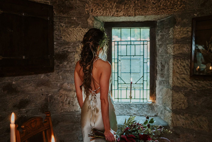 Image of bride facing window 