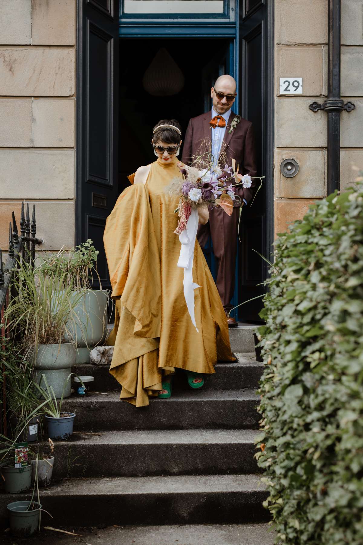 Stylish bride and groom portrait during a modern Glasgow wedding