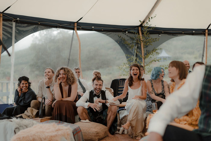 Carrick Castle Estate wedding reception in a bell tent