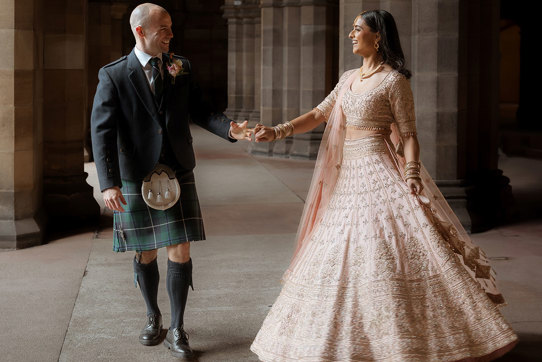 Bride And Groom Dancing In The Cloisters At Glasgow University