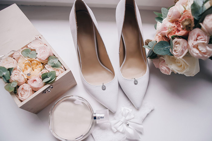 Pair of white court heels