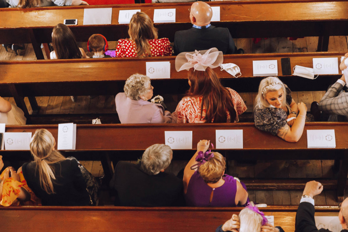 Aerial Image Of Wedding Guests In A Church
