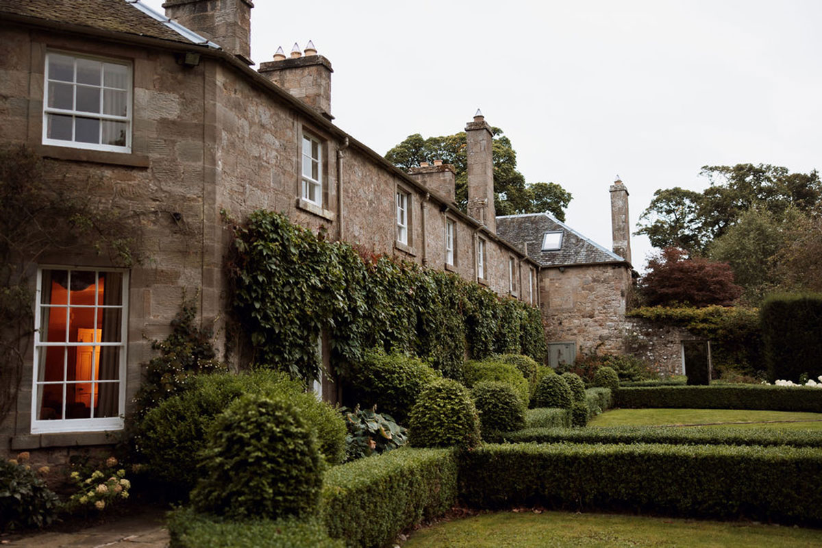 Rosebery House Edinburgh exterior with stone facade and landscaped garden courtyard