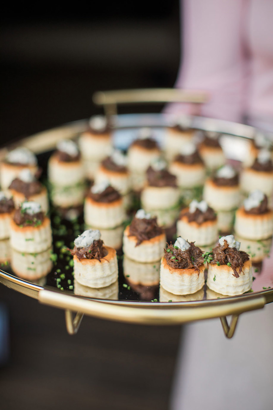 a platter of puff pastry canapes