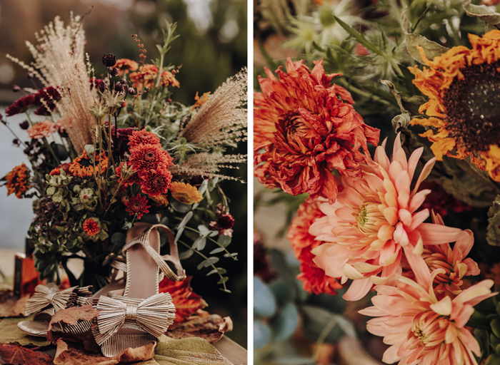 autumn wedding details and wedding flowers