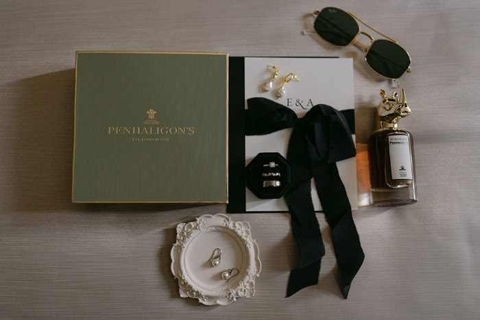 A box with jewellery and perfume bottles