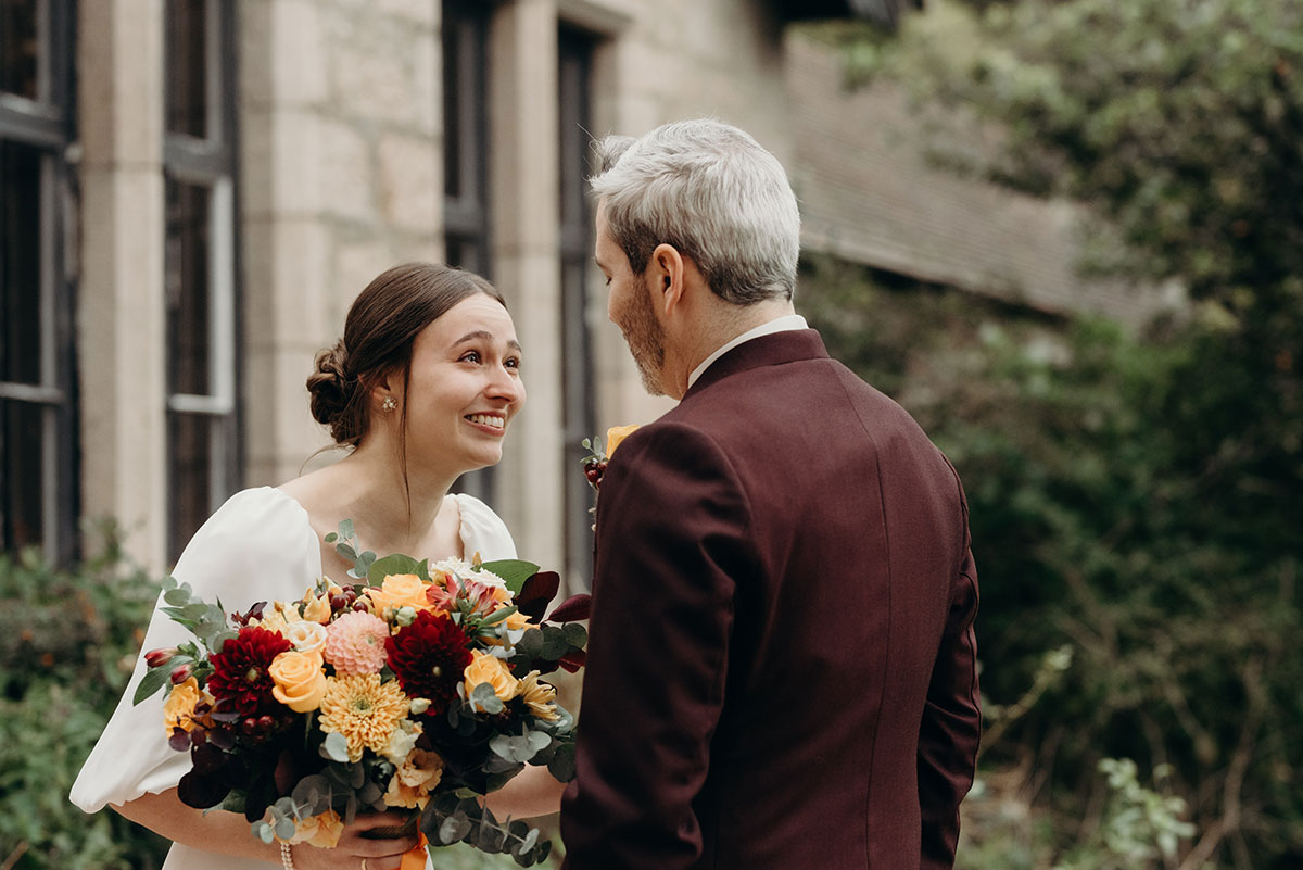 first look of bride and groom on Mar Lodge Estate