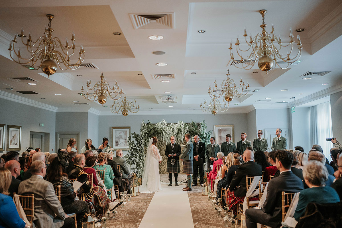Humanist wedding ceremony at Norton House Hotel with bride, groom and guests in attendance