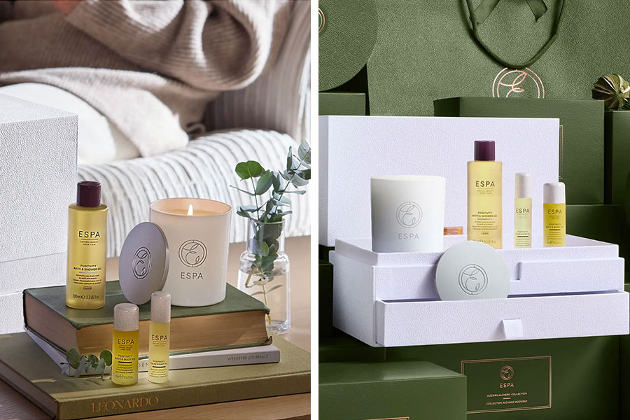 skincare products and a candle