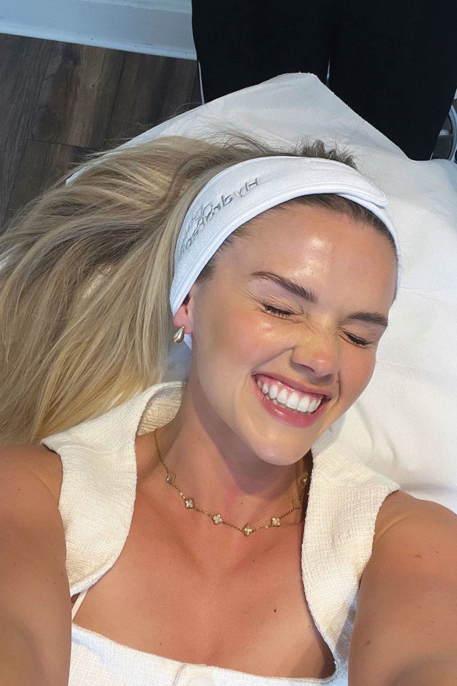 Antonia Healy wearing a white headband