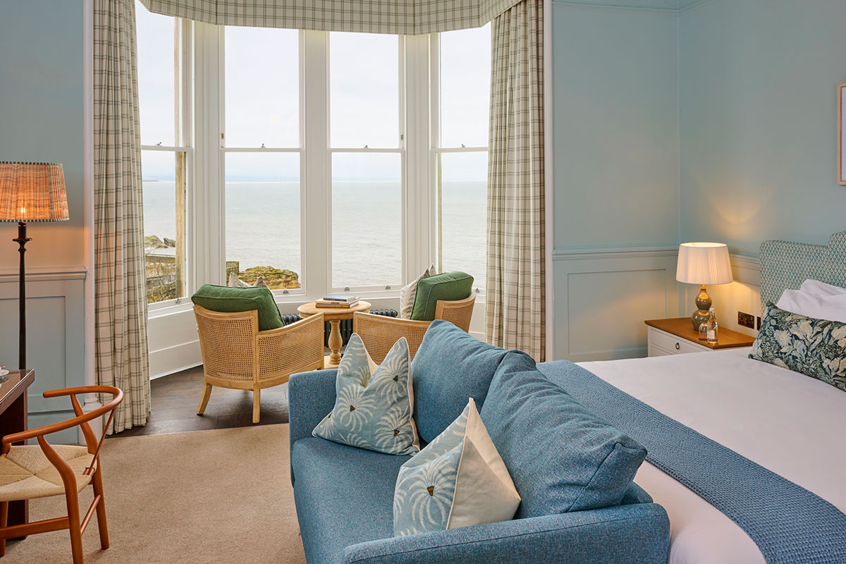 Hotel Du Vin St Andrews seaside coastal wedding venue bedroom with sea view
