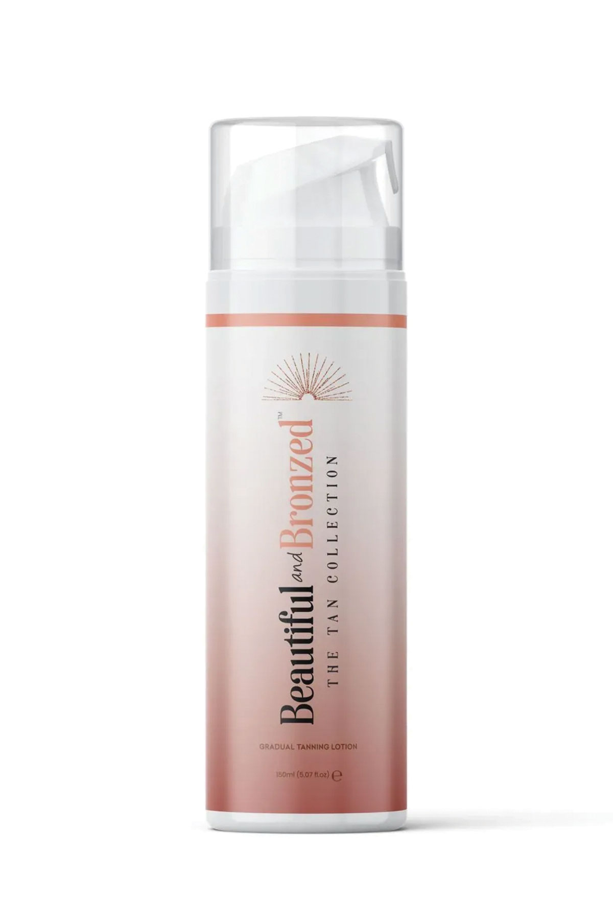 Beautiful and Bronzed The Tan Collection Gradual Tanning Lotion in a pink ombré pump bottle