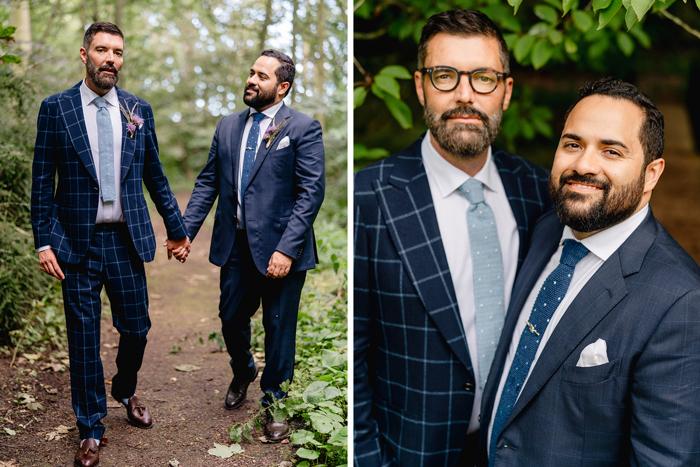 Grooms during outdoor couple portaits
