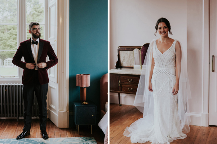 Bride And Groom Wedding Morning Portraits At Netherbyres House
