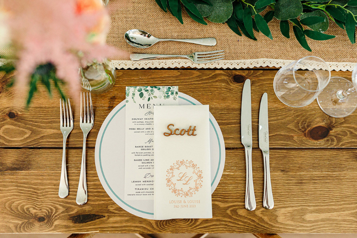 Table setting with menu