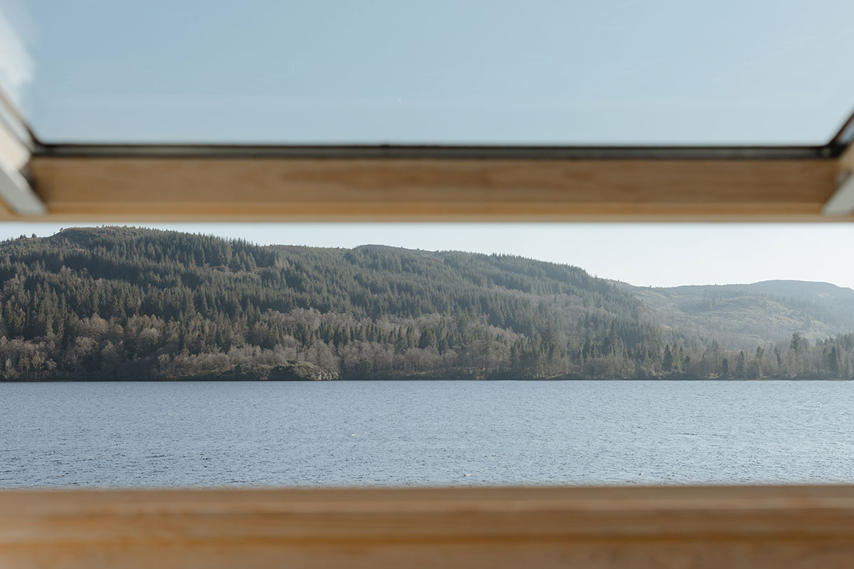 An open window overlooking Loch Venachar