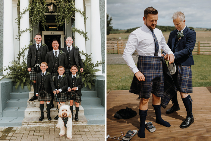 Real grooms and ushers wearing MacGregor and MacDuff outfits