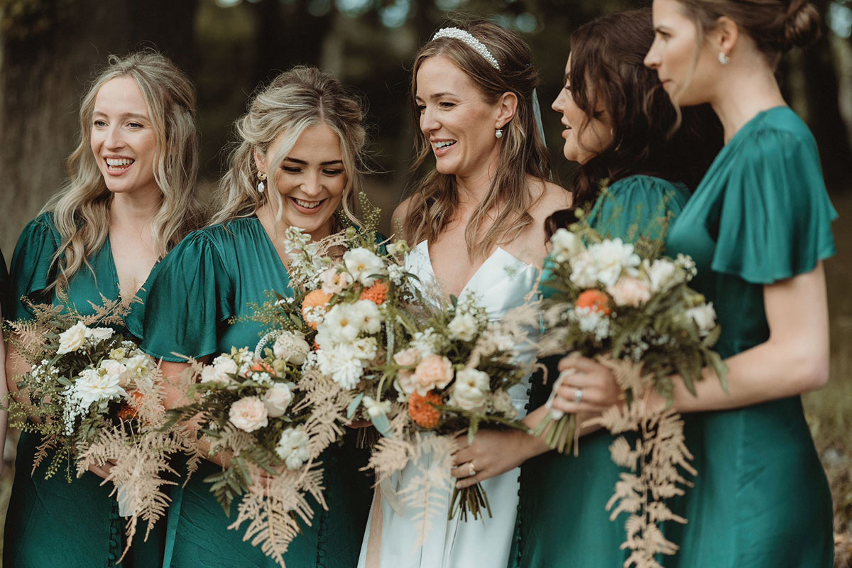 green emerald velvet dress Ally Dried Flower Bridesmaid Bouquet / Green and blue / DRIED Wedding  Flowers UK – DRIED Flowers UK main image 0