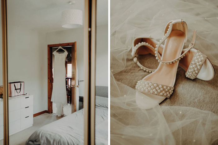 Bride's Wedding Dress and Shoes