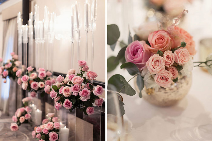 pink roses wedding flowers by Supernova Wedding Design and Flowers