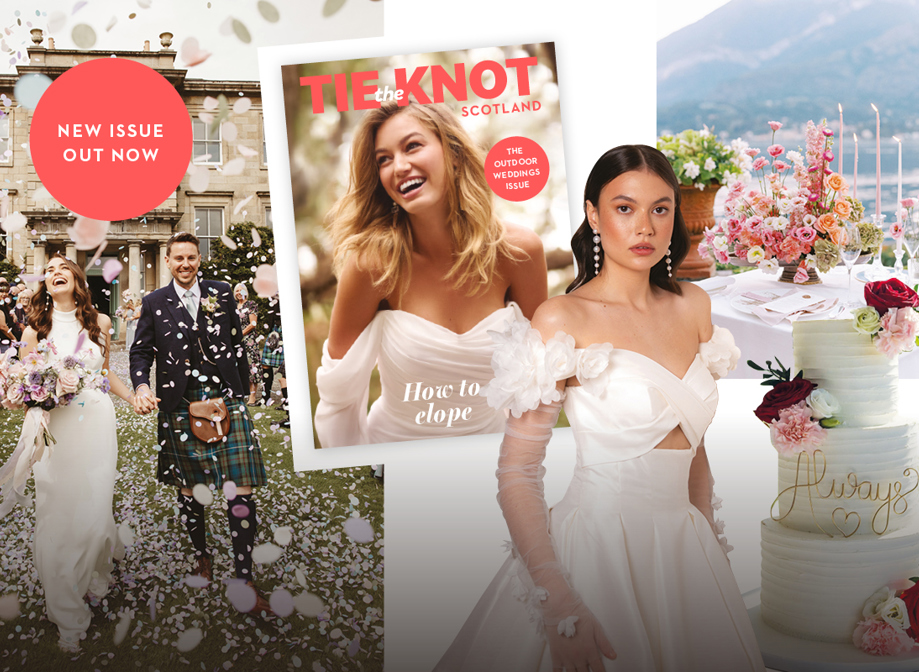 collage of wedding related images tie the knot scotland