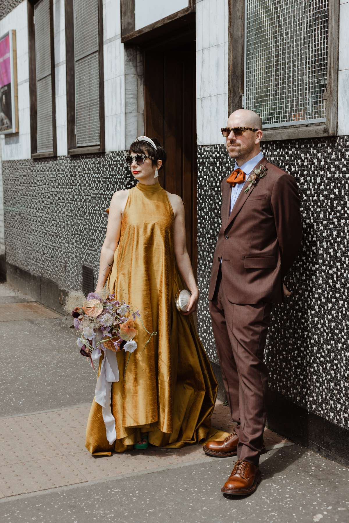 Stylish bride and groom portrait during a modern Glasgow wedding