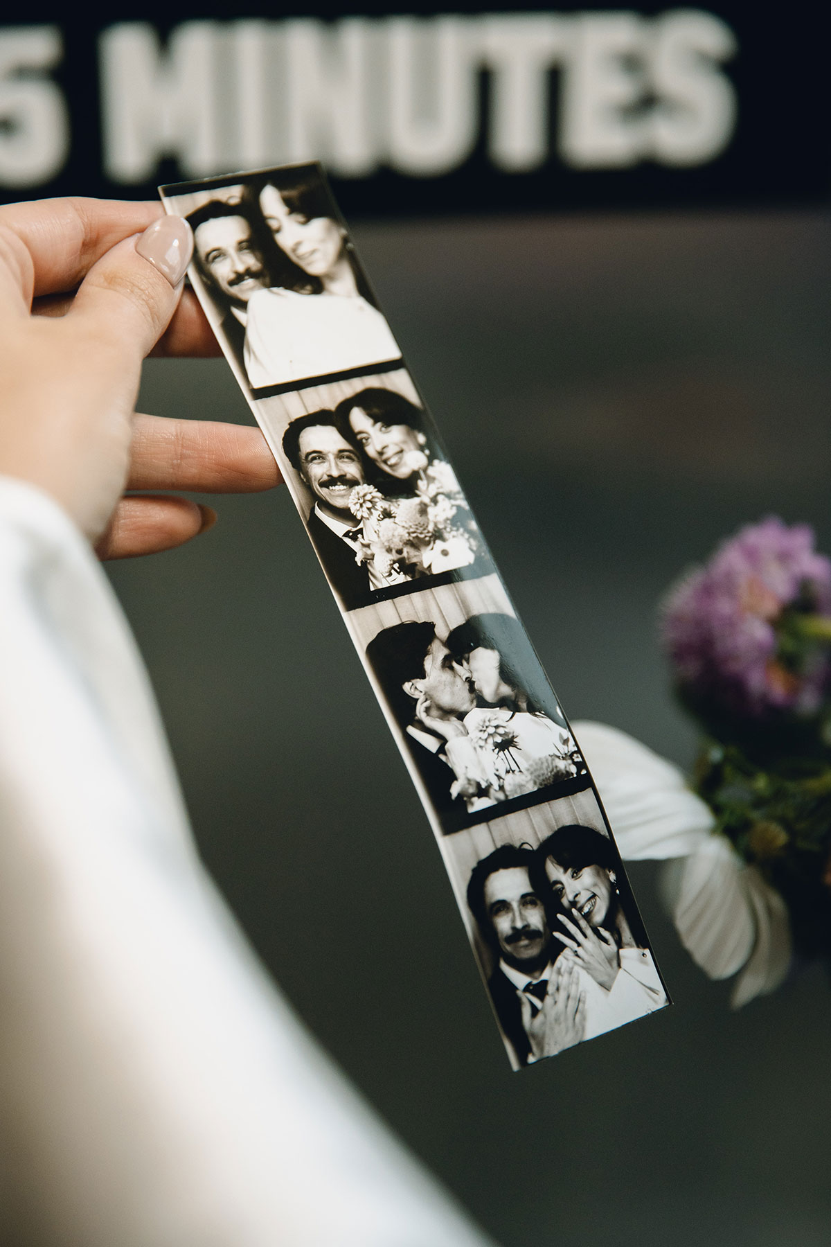 Wedding photobooth strip showing bride and groom at their Edinburgh city wedding