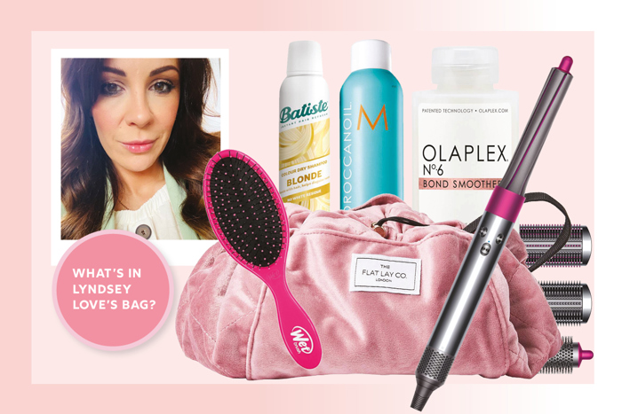 Image showing Lyndsay Love and the items within her makeup bag 